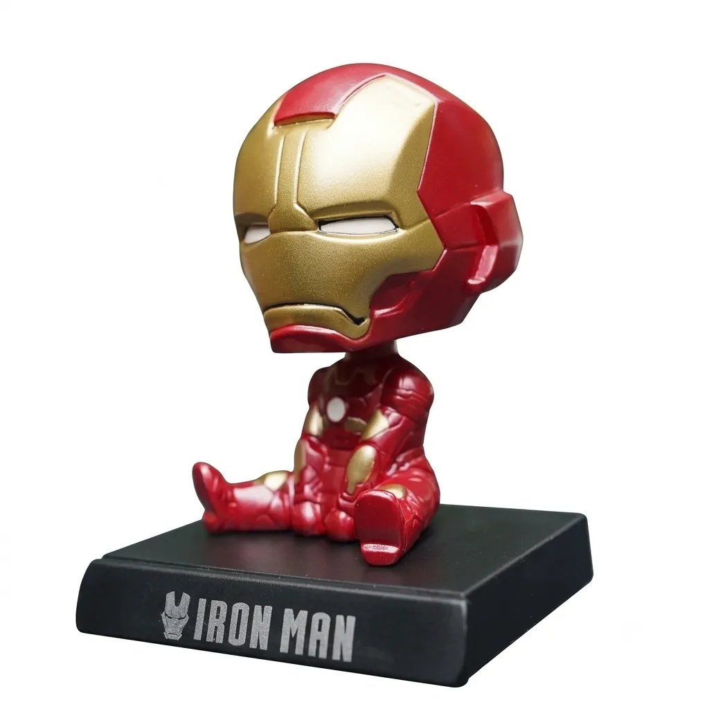 Daiyamondo Polyvinyl Chloride Super Hero Anime Action Figure Bobble Head for Car Dashboard Office & Study Table Decoration for Everyone (Ironman, 9 Cm, 7.5 Cm)