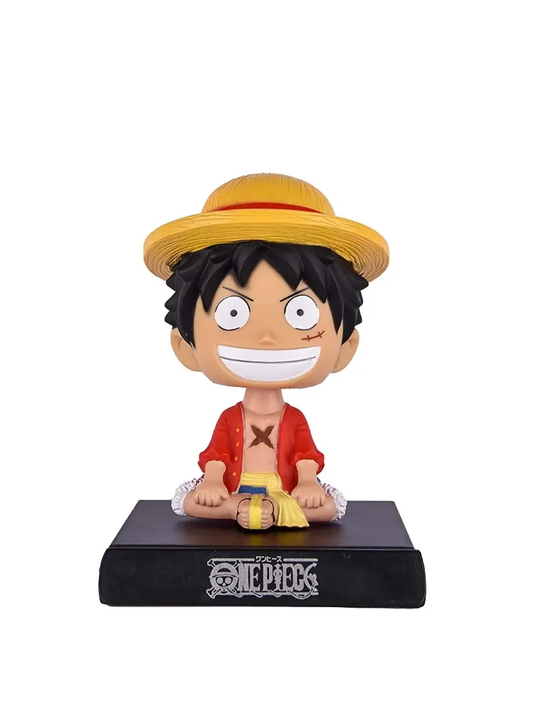 Daiyamondo Polyvinyl Chloride Super Hero Anime Action Figure Bobble Head for Car Dashboard Office & Study Table Decoration for Everyone (One Piece)